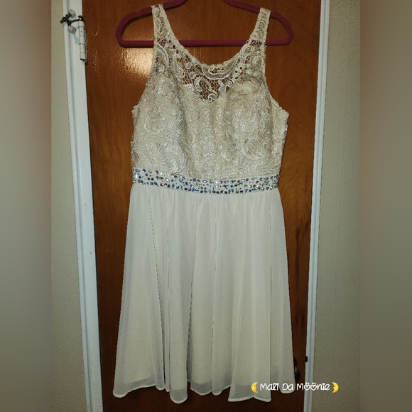 Ashley Stewart Size 16 Ivory Lace and Sequin Dress - Picture 1 of 5